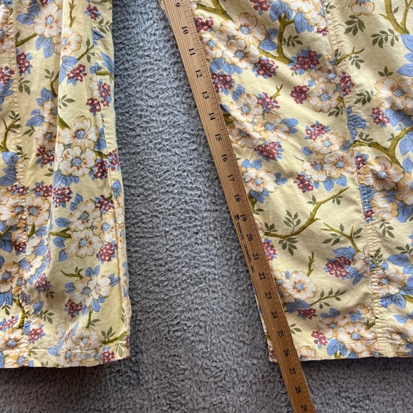 Vintage April Cornell Floral Overalls Yellow Wide Leg Jumpsuit Womens Large L - Picture 8 of 10